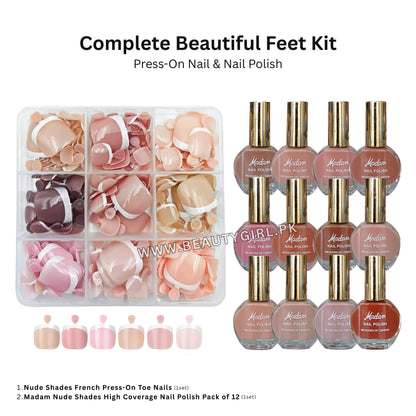 Complete Beautiful Feet Kit Press-On Nails & Nails Polish