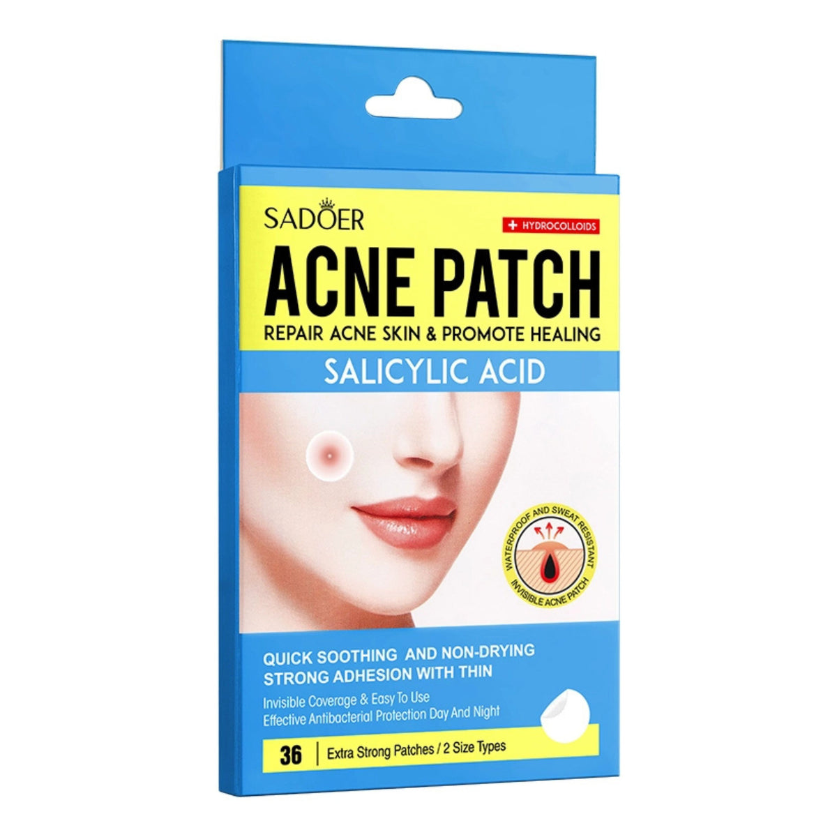 Sadoer Acne Patch Repair Acne Skin Promote Healing Salicylic Acid Quick Soothing Non-Drying 1 patch In Box