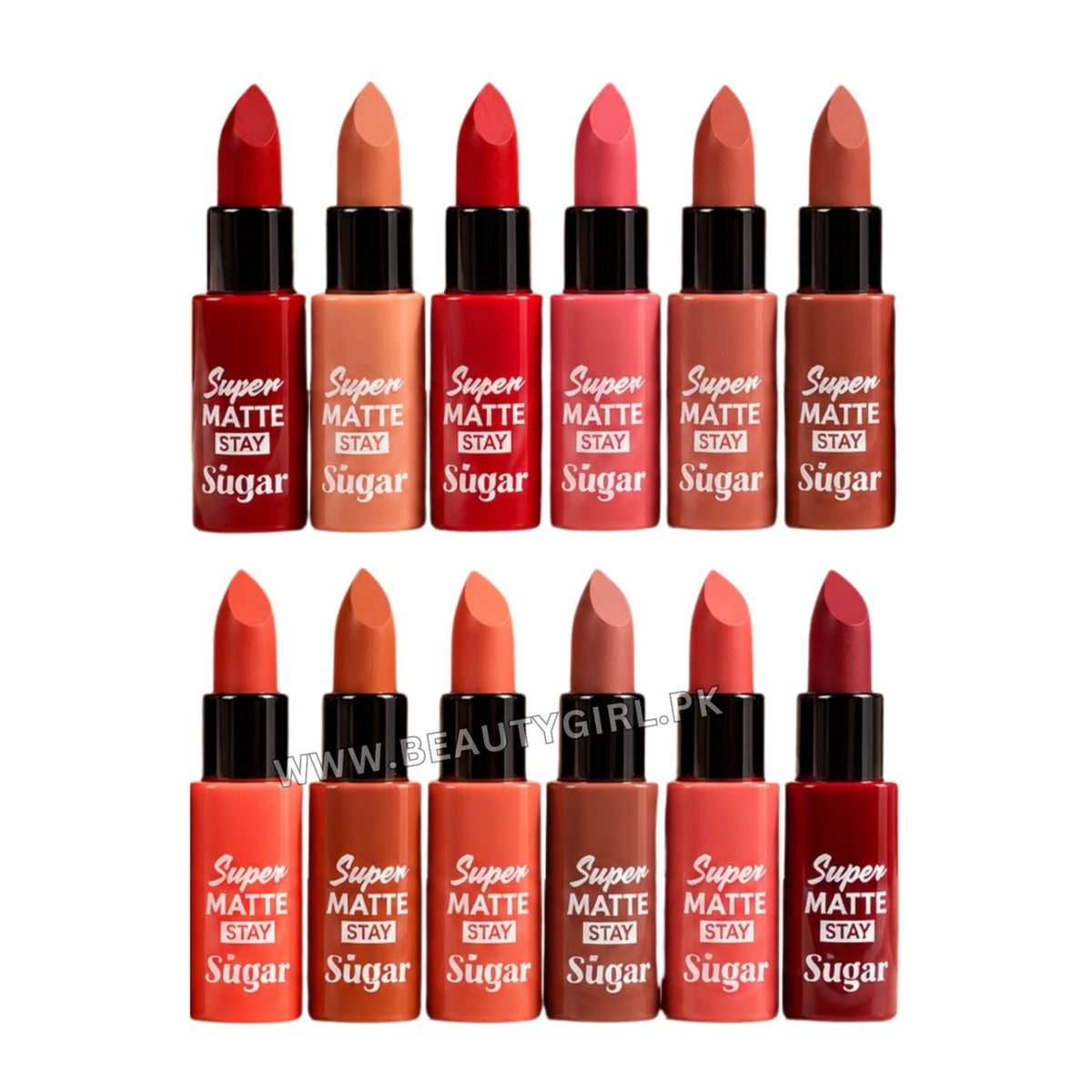 Miss Rose Sugar Super Stay Matte Lipstick Set – 12 Pieces