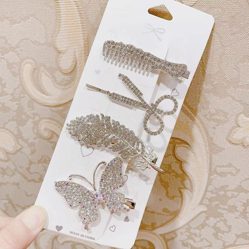 4Pcs Butterfly Scissor Hair Clip Card