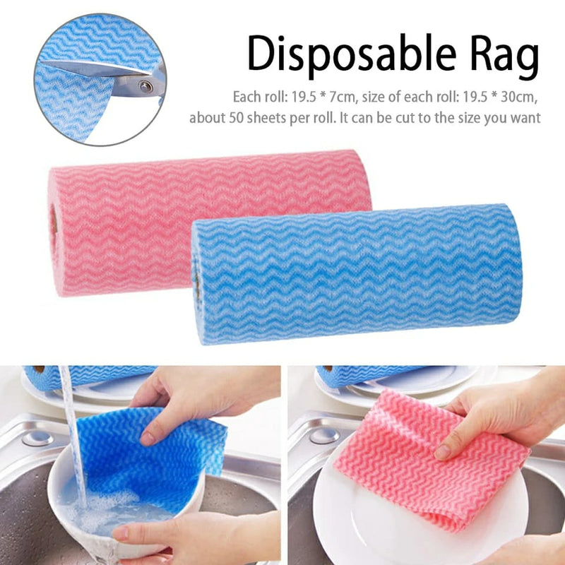 Multipurpose Disposable Reusable Kitchen Wipe Cleaning Cloth Tissue 50 Pcs in Roll
