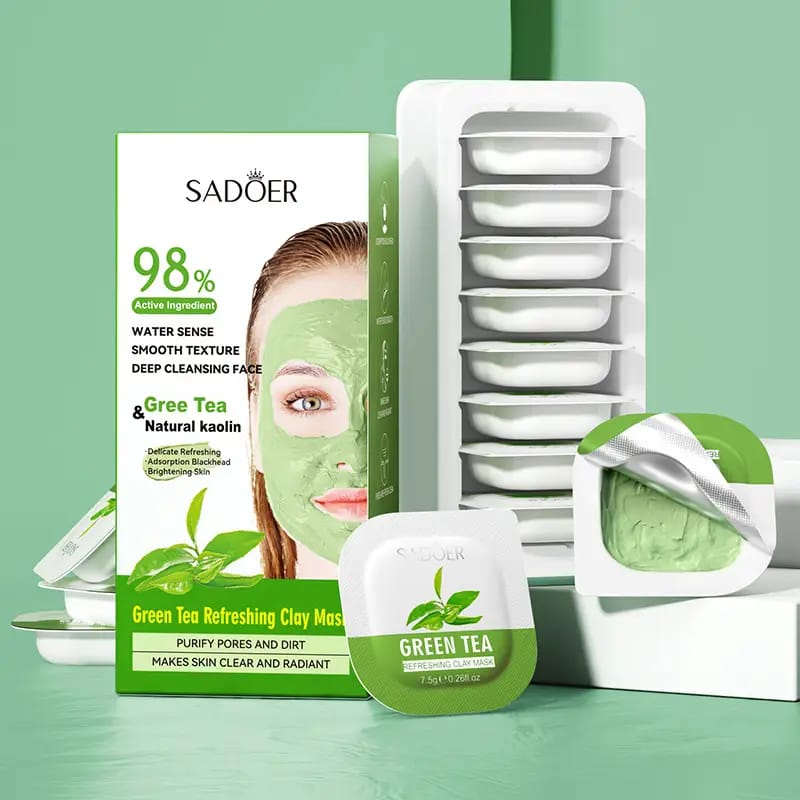 SADOER Green Tea And Natural Kaolin Deep Cleansing Face Green Tea Refreshing Clay Mask