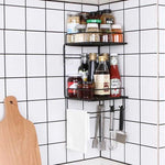 Multifunctional Wall Mounted 2 Tier Corner Shelves Storage Rack Organizer