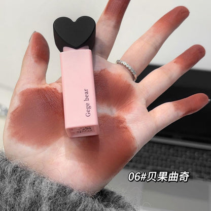 Gege Bear Dream Love Heart Lipstick Velvet Matte Lip Gloss 6Pcs Set