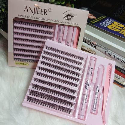 ANJIEER Mink & Soft Natural DIY Cluster Lashes Extension Kit