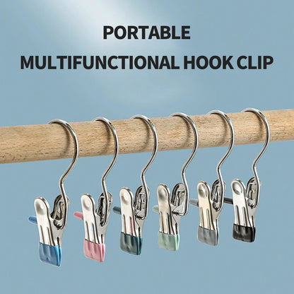 Multifunctional Stainless Steel Portable Cloth Hook Clip Organizer Hanging Clip Pair