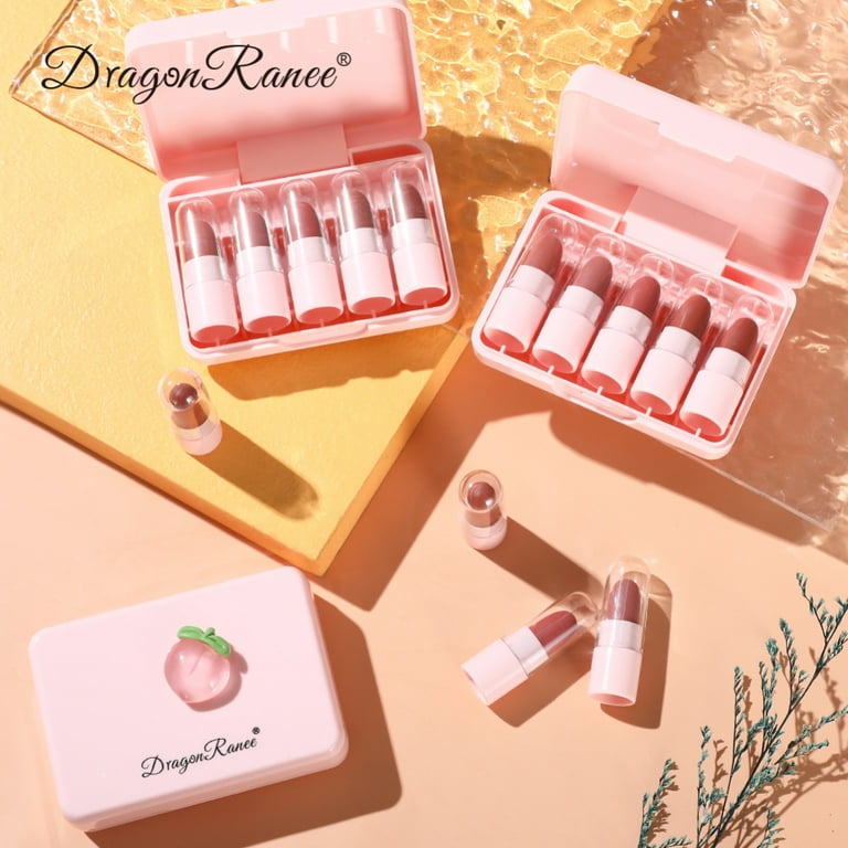 Dragon Ranee Peach Mini Lipstick 5Pcs Set
