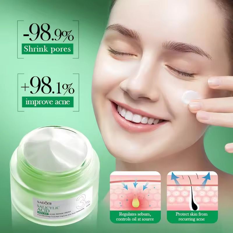Sadoer Salicylic Acid Facial Cream Face Pimple Removal Repair Skin Care Shrink Pores Face Cream