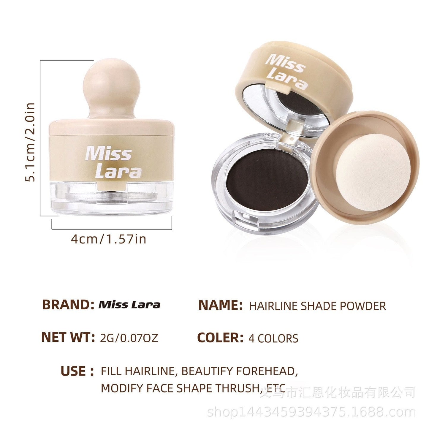 Miss Lara Hairline Powder Hair Root Cover Up Natural Waterproof Instant Modified Repair Hair Shadow Powder