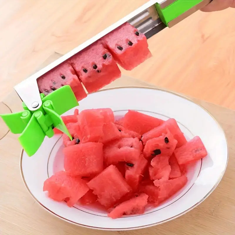 Stainless Steel Windmill Design Watermelon Slicing Knife Cutter