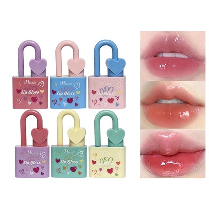 Miundo 6pcs Pink Magic Heart Lock Shape Lipgloss 6pcs Set