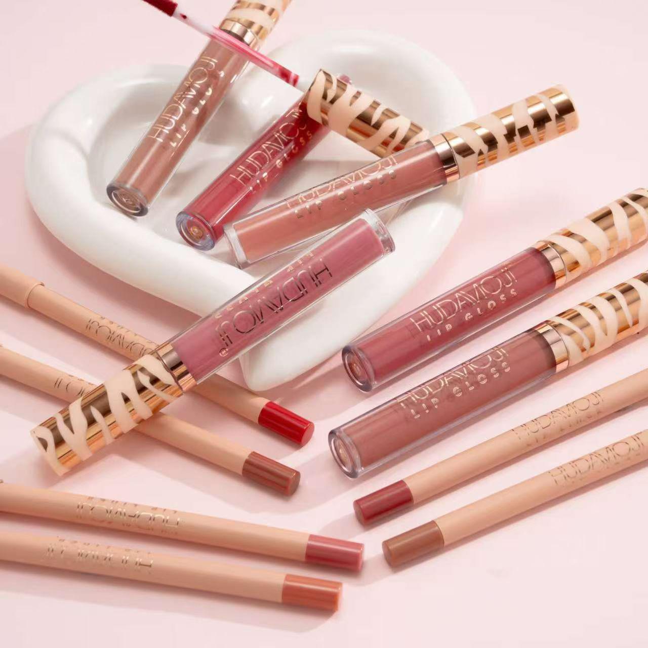 Hudamoji Lip Matte Lip Gloss Lip Liner 6pcs Set