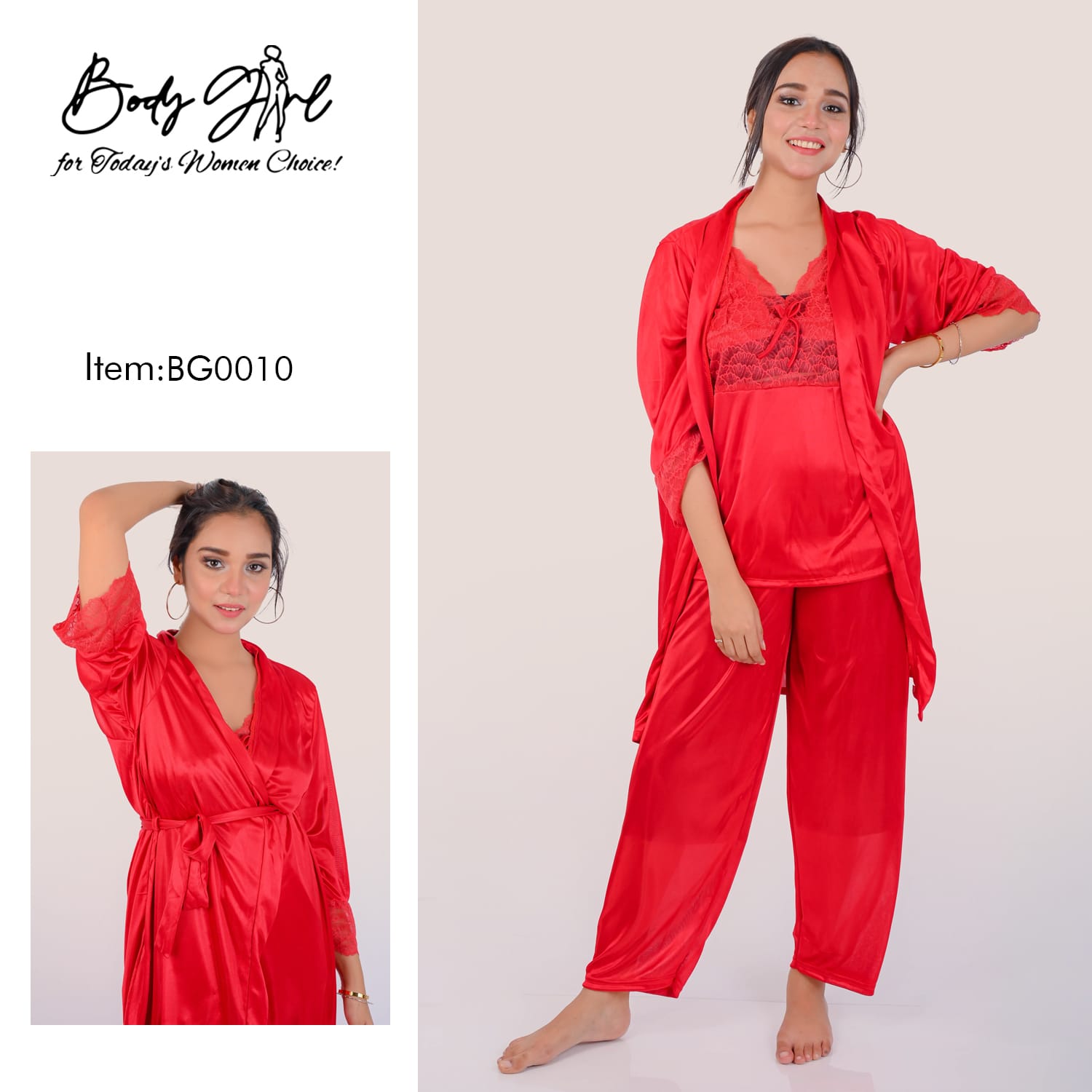 Body Girl Luxe Dreams Red Nighty 3pcs BG0010