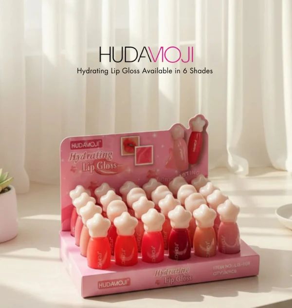 Hudamoji Hydrating Moisturizing Lip Gloss Shine with Vitamin E Smooth & Glossy Finish Stare Cap Lip Gloss Pack of 6