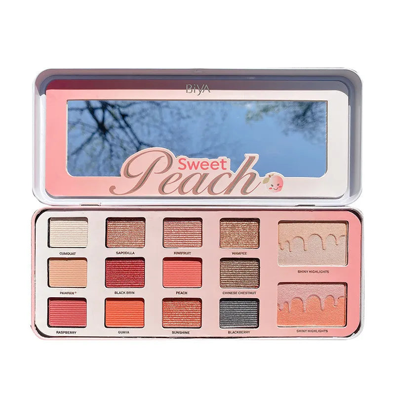 Biya Sweet Peach 14 Color Highlighter Shimmer Eyeshadow Palette