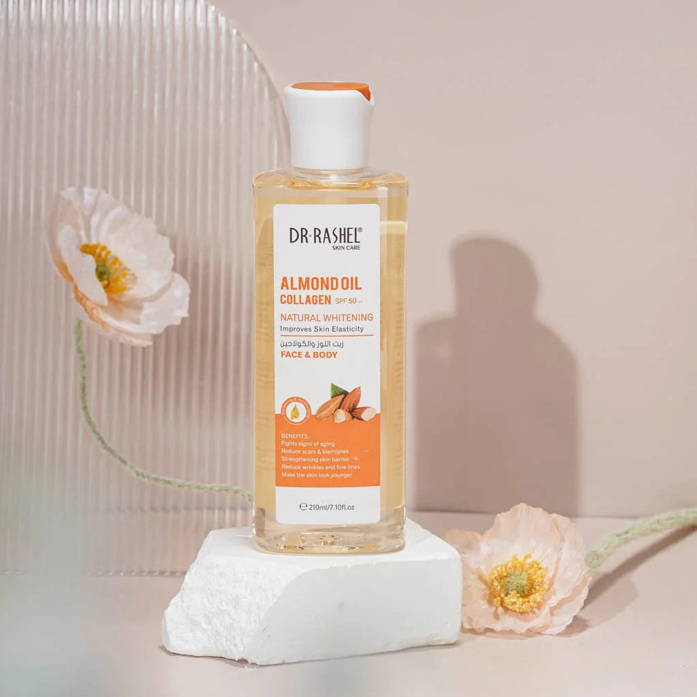 Dr RASHEL Face & Body Almond Oil Collagen SPF50+ Natural Whitening Improves Skin Elasticity