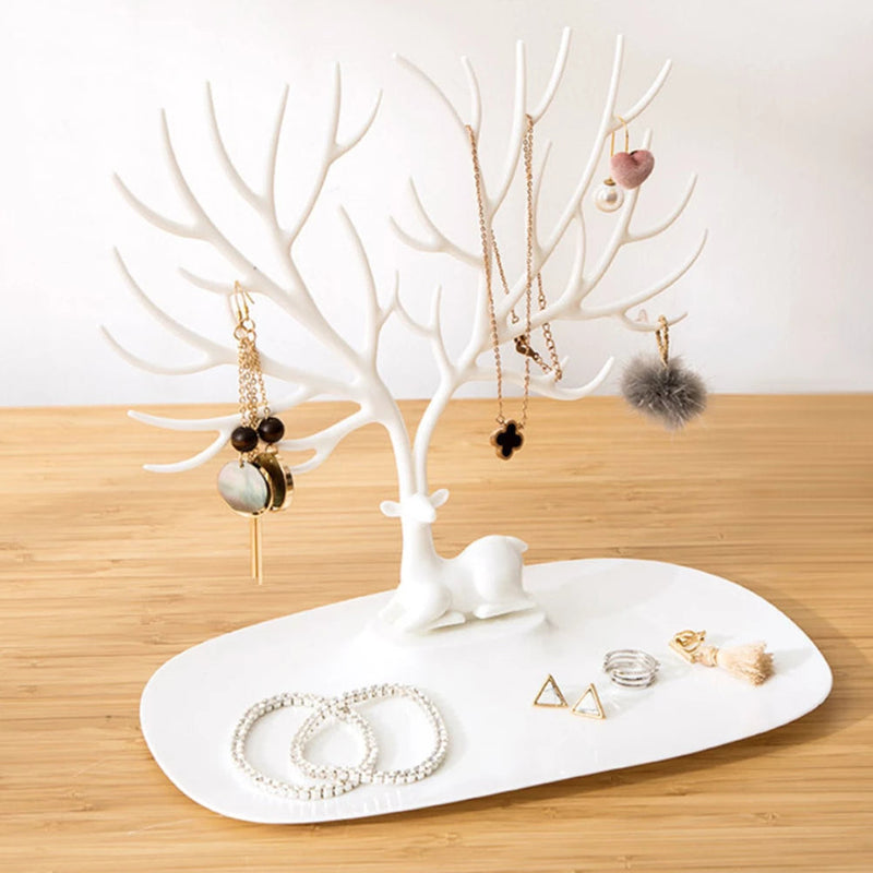Little Deer Tree Earrings Necklace Ring Pendant Bracelet Jewelry Display Stand Holder Organizer