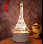 Eiffel Tower Nightlight 3D Illusion Visual LED Desk Lamp with USB Cable