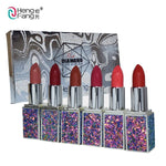 Heng Fang Diamond Glitter Matte Finish Casing Lipstick 6pcs Set