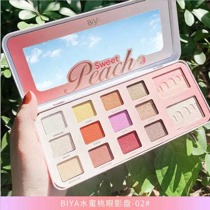 Biya Sweet Peach 14 Color Highlighter Shimmer Eyeshadow Palette