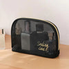 Multipurpose Smiling Girl Black Mesh Zipper Makeup Bag Cosmetic Pouch Travel Organizer 6 Pcs Set