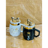 Ceramic King Queen Cut Mug With Bow Knot Design Lid