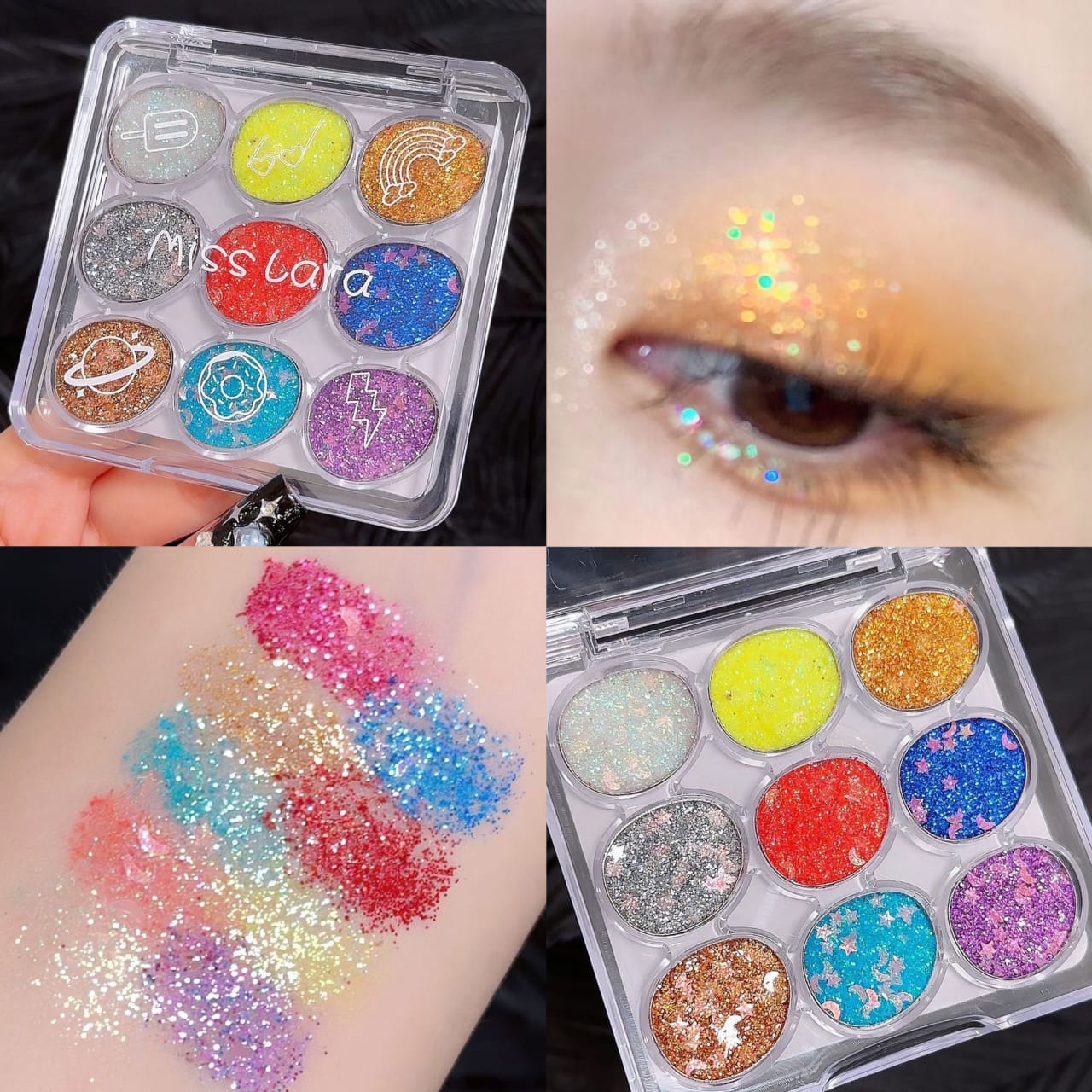 Miss Lara 9 Color Cream Glitter Eyeshadow Palette