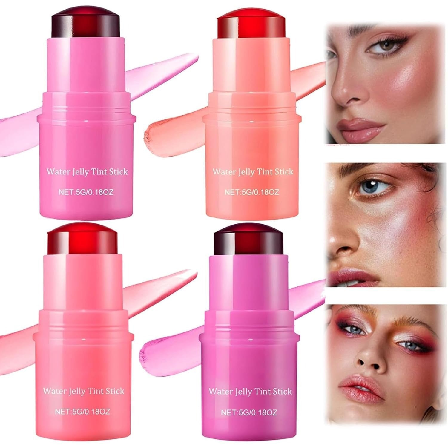 Water Jelly Tint Lip Cheek Blush Stain Pack Of 4Pcs