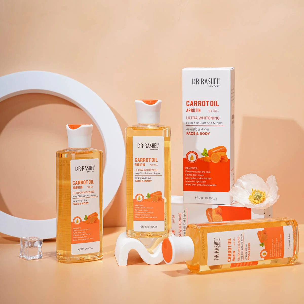 Dr Rashel Face & Body Carrot Oil Arbutin SPF50+ Ultra Whitening keep Skin Soft and Supple