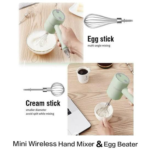 USB Electric 2 in 1 Wireless Beater Handheld Mixer Blender