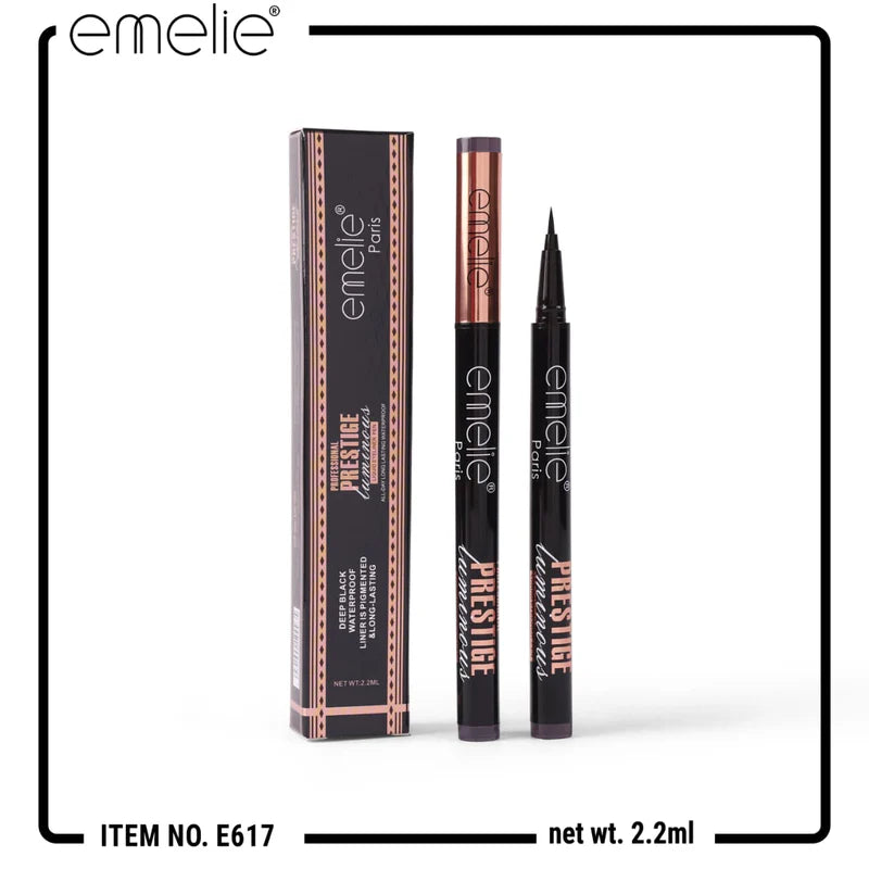 Emelie Deep Black Waterproof Eyeliner 24H Long Lasting Precision Liner