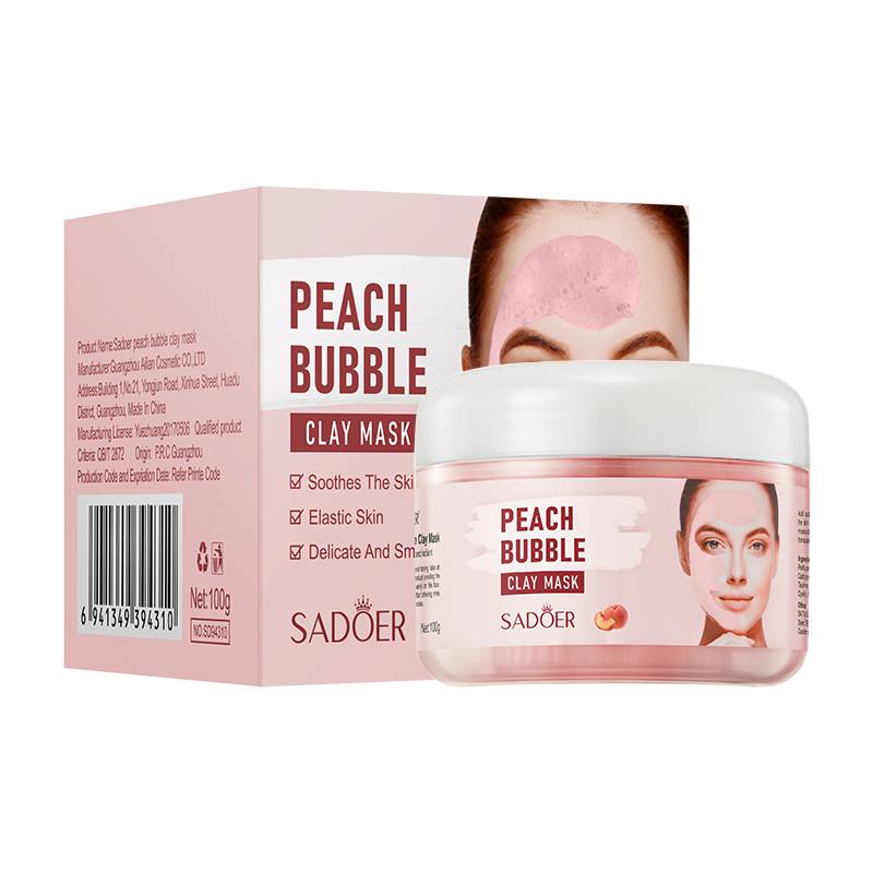 SADOER Peach Bubble Clay Mask Moisturizing Cleansing Facial Mask 100g