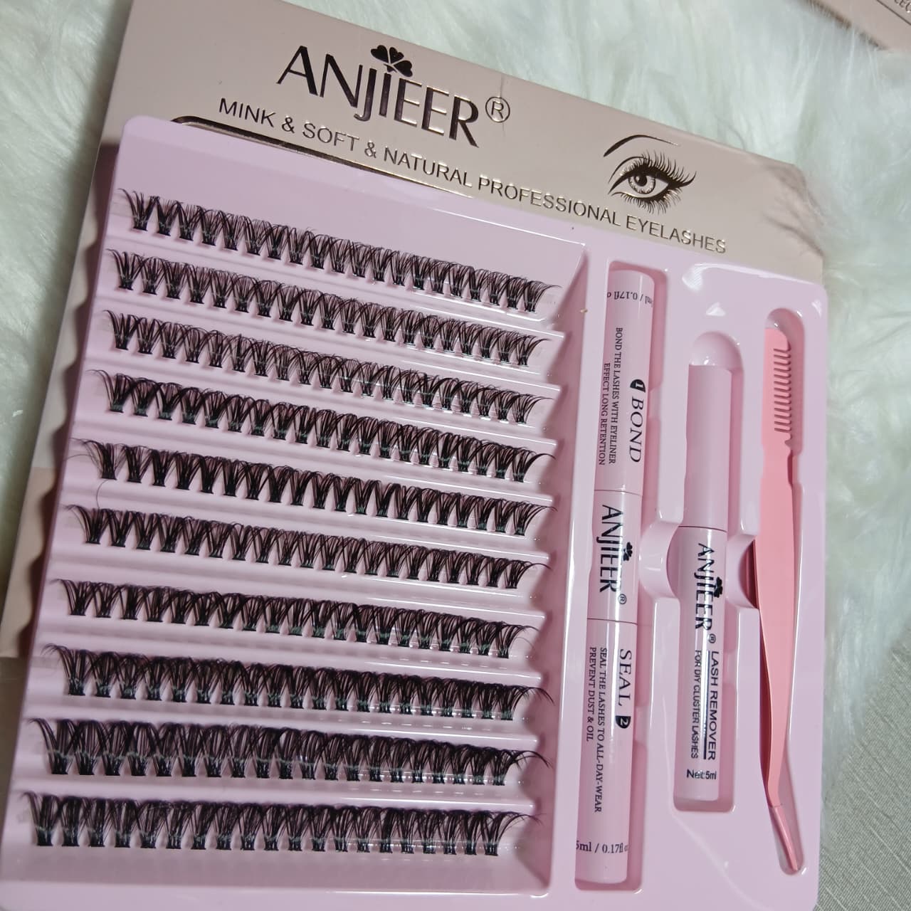 ANJIEER Mink & Soft Natural DIY Cluster Lashes Extension Kit