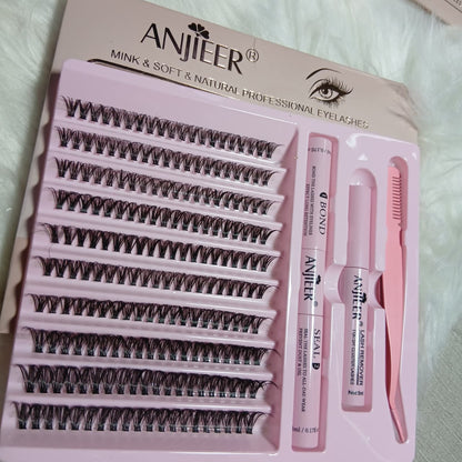 ANJIEER Mink & Soft Natural DIY Cluster Lashes Extension Kit