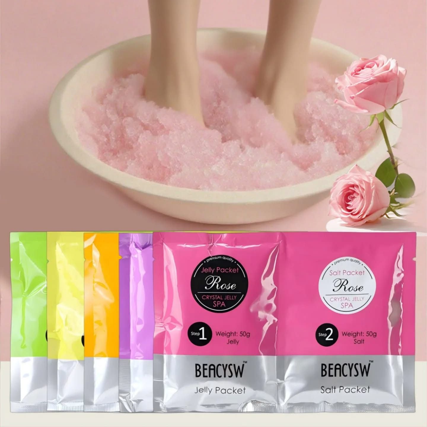 Powder Jelly Spa&nbsp;Pedicure Avry Pack of 2 Jelly Pedi Sea Salt Scrub Pedicure Foot Scrub