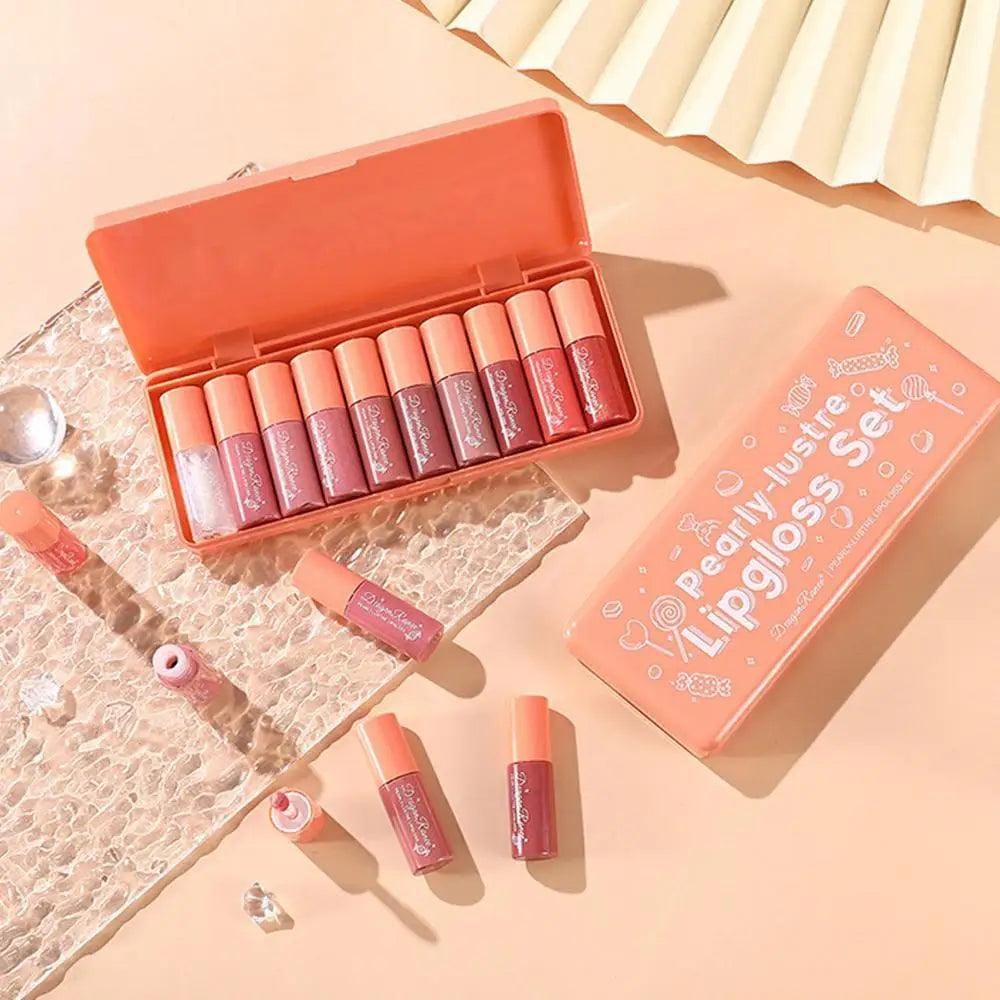 Dragon Ranee Pearly Lustre Lip Gloss 10Pcs Set