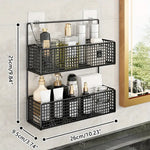 Multifunctional 2 Layer Wall Mounted Sticking Shelf Toiletries Organizer Storage Basket