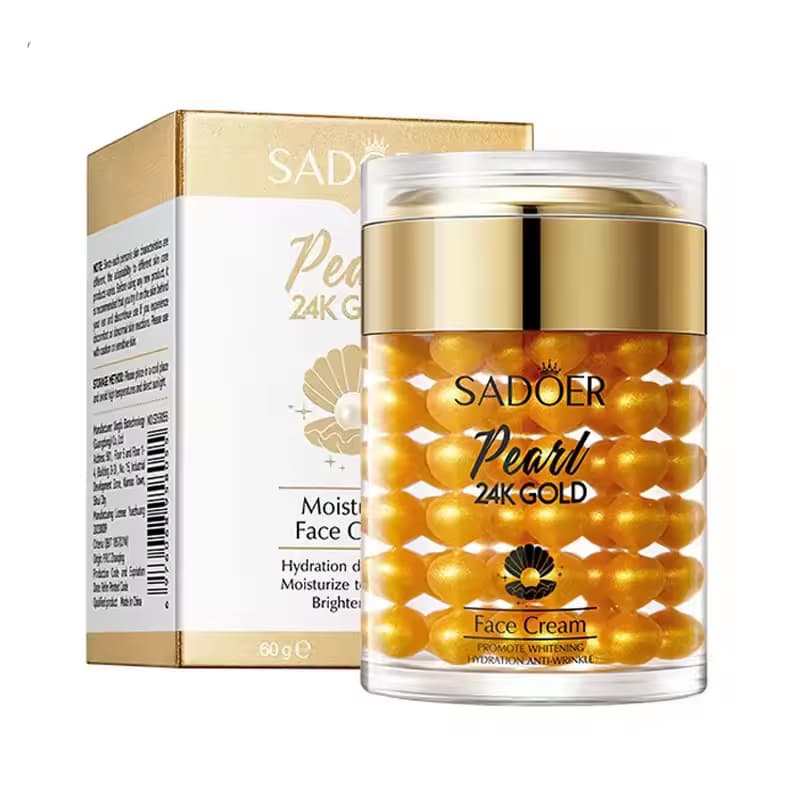 Sadoer 24K Gold-Pearl Collagen Face Cream Moisturizing Brightening Hydrating Firming Facial 60g