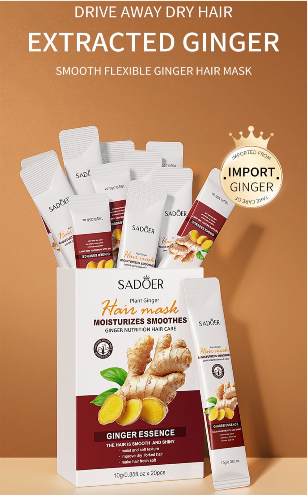 Sadoer Plant Ginger Moisturises Smoothes Hair Mask (20 Sachets)