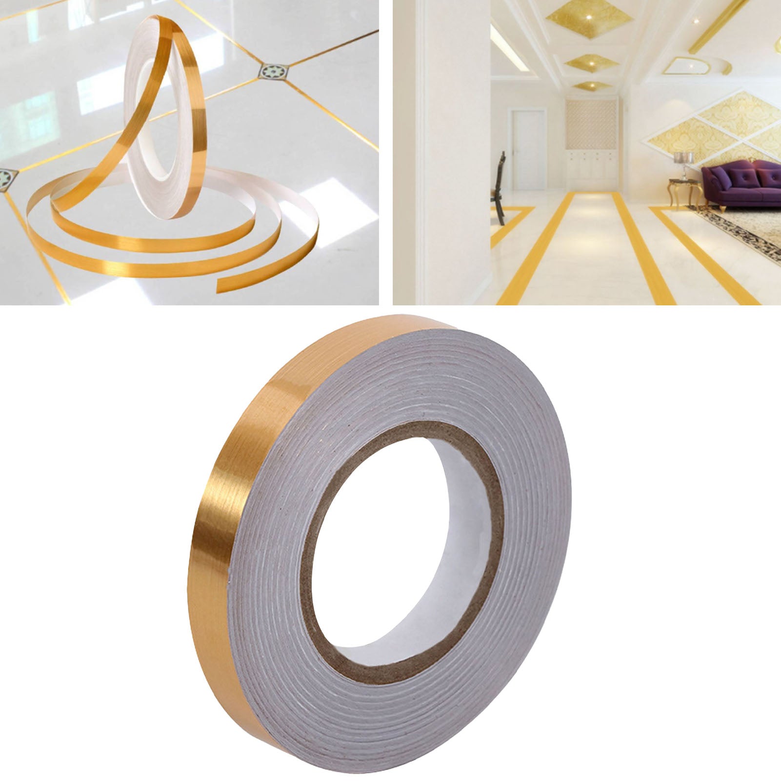Self Adhesive Tile Sticker Tape Gold Ceramic Gap Seam Tape Sticker Waterproof 1cmx50m  (high return)
