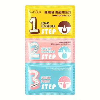 Sadoer 3in1 Blackhead Cleaning Three-step Nose Patch Deep Cleans Pores Peeling Off Nose Strips