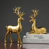 Nordic Luxury Resin Deers Statue Ornament 2Pcs Set Fiber Material