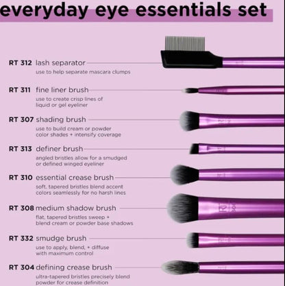 Real Techniques&nbsp;8pcs Everyday&nbsp;Eye Essentials&nbsp; Makeup Brush Set (High Quality)