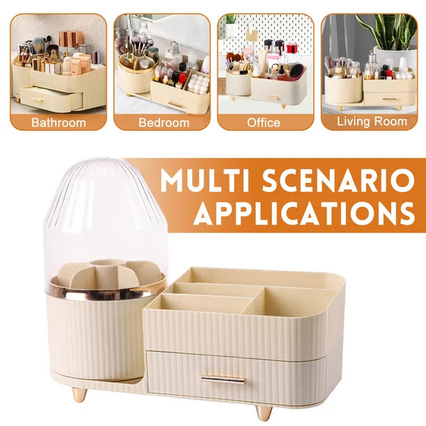 New Elegant Style 360 Degree Rotating Cosmetic Organizer Brush Holder And Cosmetic Tray