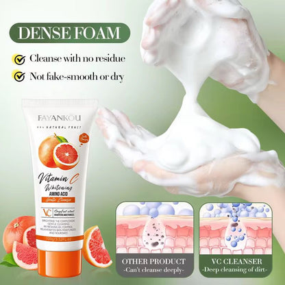 FAYANKOU Grapefruit VC Whitening Amino Acid Clean Makeup Residue Delicate Moisturizing Deep Cleansing Foam Face Wash Cleansing