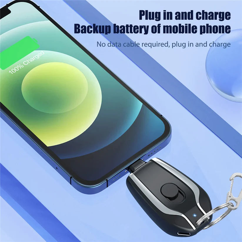 Mini Portable Emergency Charger Power Bank 1500mAh Fast Charging Keychain