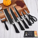 Non Stick With Stainless Steel Black Kitchen Knife 6Pcs Set