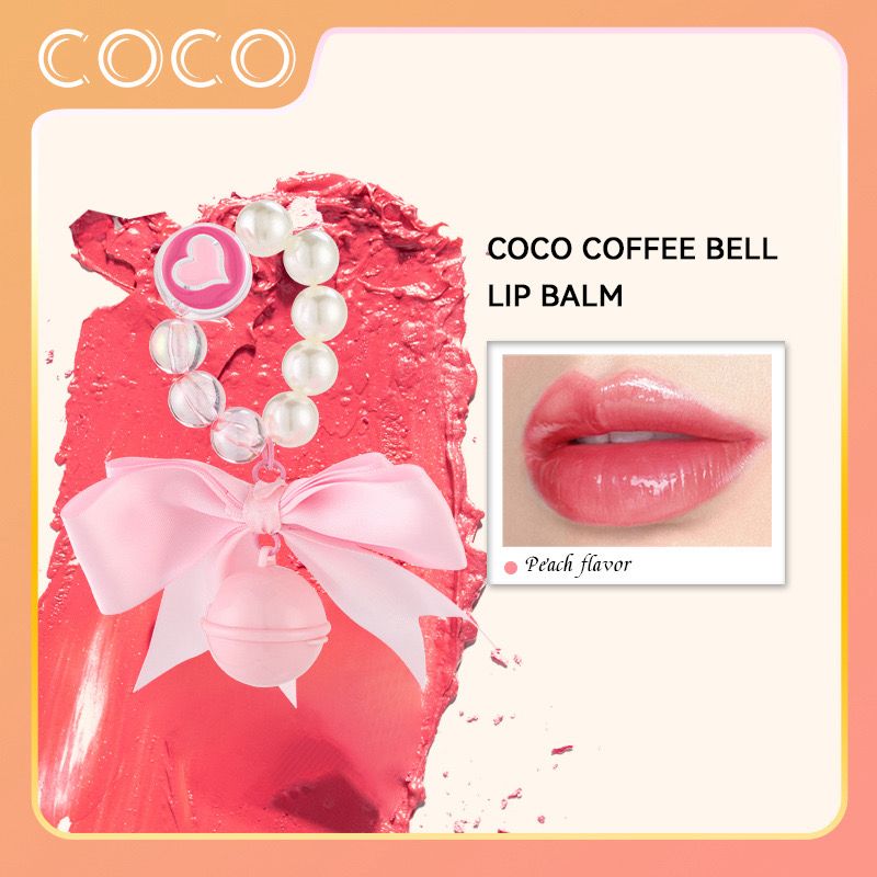 CAFE COCO Portable Bell Lip Balm Moisturizing Hydrating Long-Lasting Lip Balm Mirror Surface Replenishment Water-Rich Lip Blam