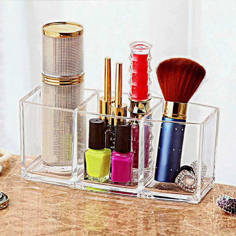 Makeup Organizer with 3 Grids Cosmetic Storage Box