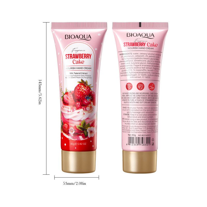 Bioaqua Fragrance Strawberry Cake Nourishing Hand Cream 80g